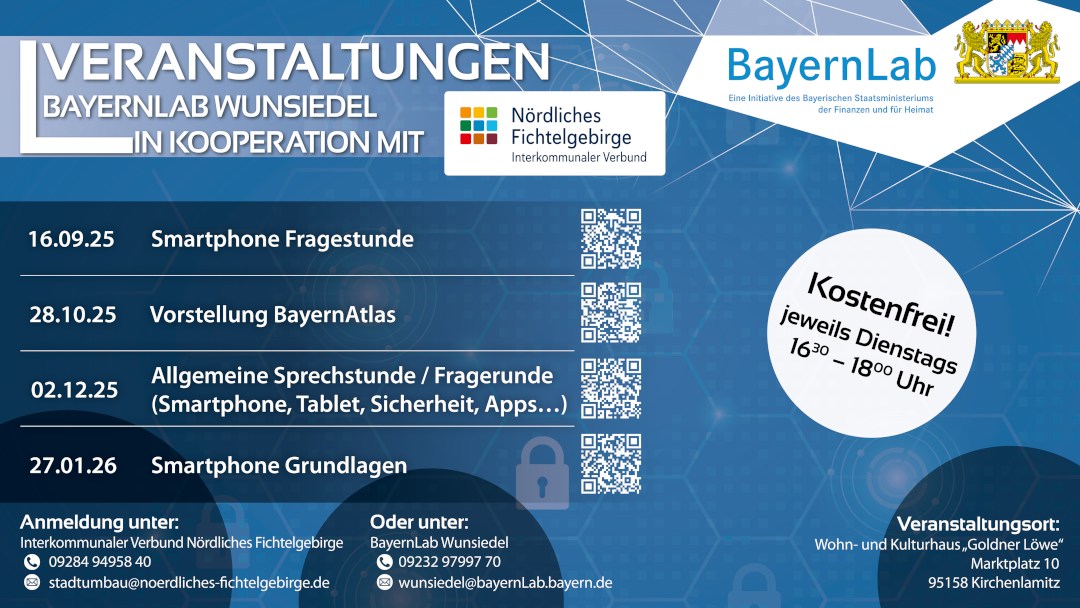 Termingrafik für Smartphone Fragerunde Termingrafik für Veranstaltungen in Kooperation mit der Interkommunalen Allianz Nördliches Fichtelgebirge